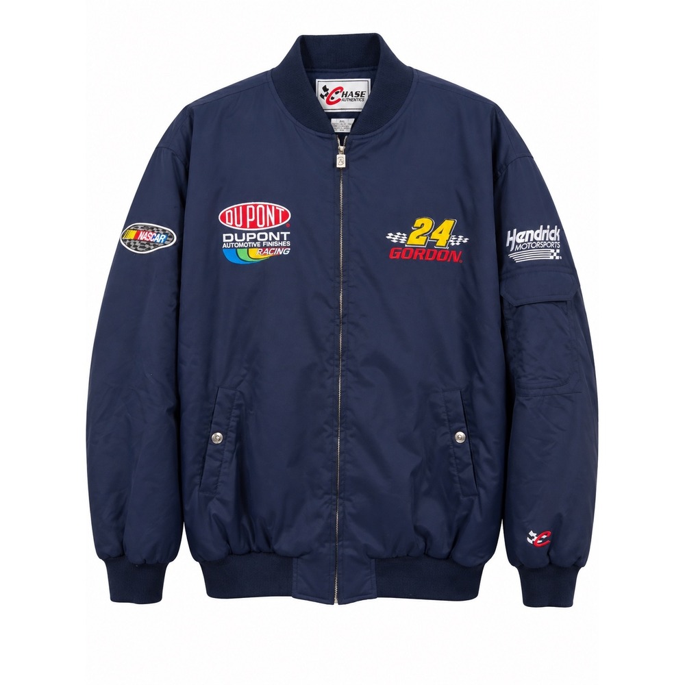 Chase Authentics Jeff Gordon NASCAR Jacket XXL Navy Blue DuPont Racing Bomber